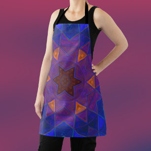 Delantal Mosaico Kaleidoscope Flor rosa azul y amarillo