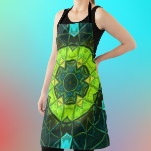 Delantal Mosaico Kaleidoscope Flor verde y azul