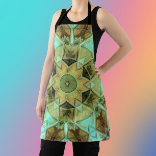 Delantal Mosaico Kaleidoscope Flor verde y marrón