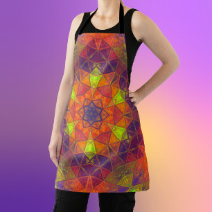 Delantal Mosaico Kaleidoscope Naranja de flores morado y ve