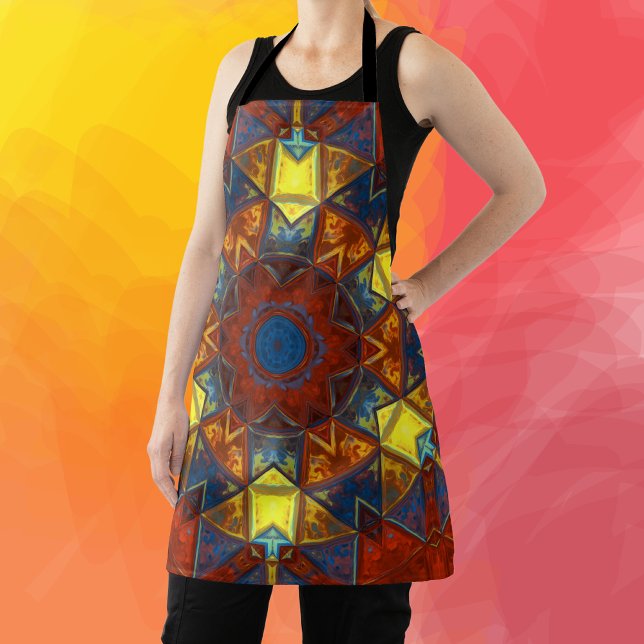 Delantal Mosaico Mandala Flor Amarillo Rojo y Azul (Subido por el creador)