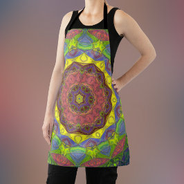 Delantal Mosaico Mandala Flor amarillo rosa y verde