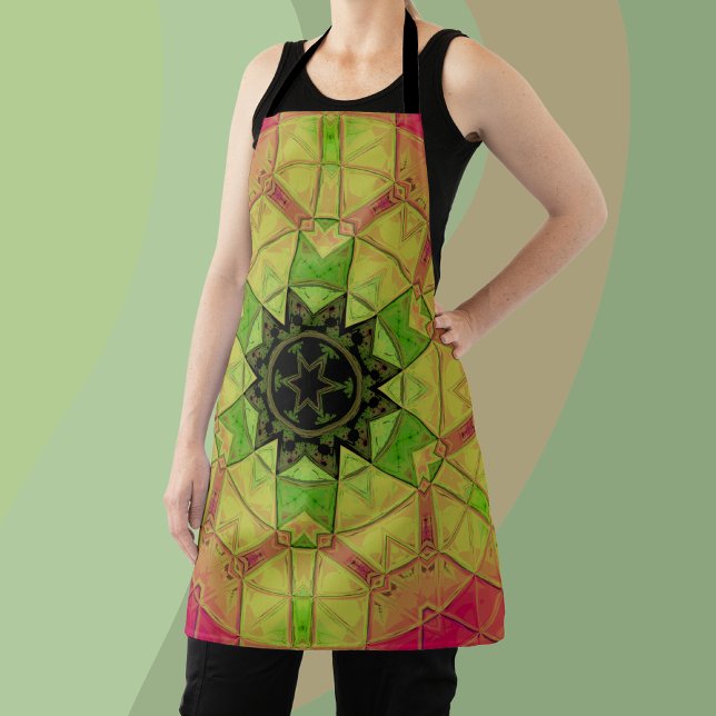 Delantal Mosaico Mandala Flor Amarillo Verde y Rosa (Subido por el creador)