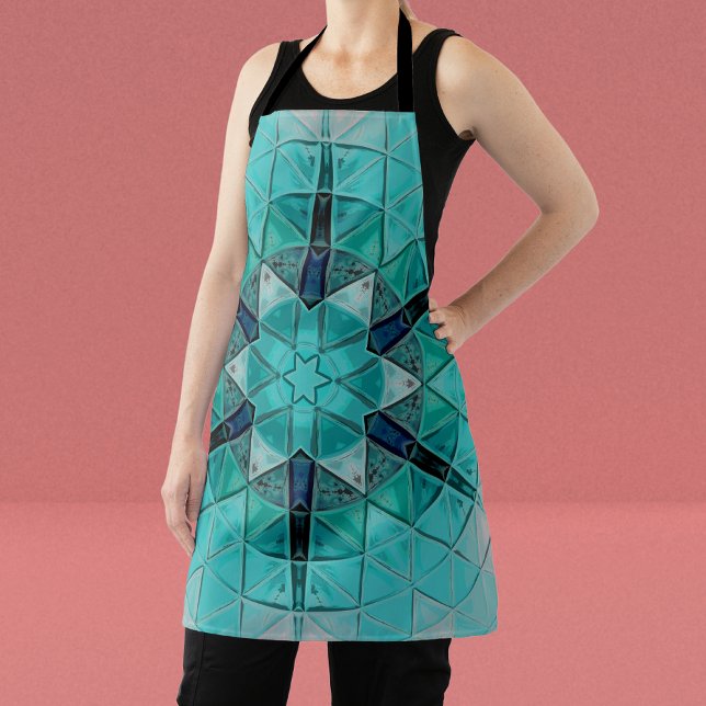 Delantal Mosaico Mandala Flor azul y blanco (Subido por el creador)