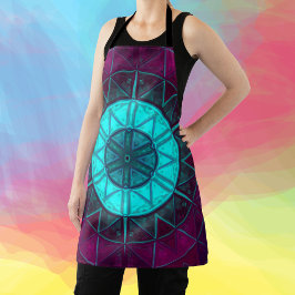 Delantal Mosaico Mandala Flor Azul y Púrpura