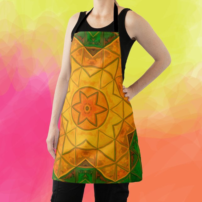 Delantal Mosaico Mandala Flor Verde y Amarillo (Subido por el creador)