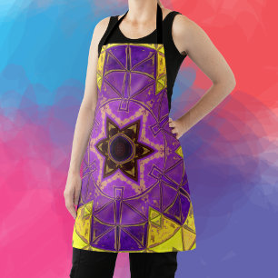 Delantal Mosaico Mandala morado y amarillo