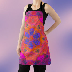 Delantal Mosaico Mandala Naranja de flores morado y rosa