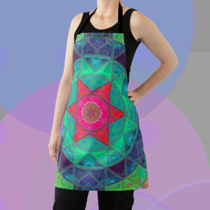 Delantal Mosaico Mandala Verde Azul y Rojo