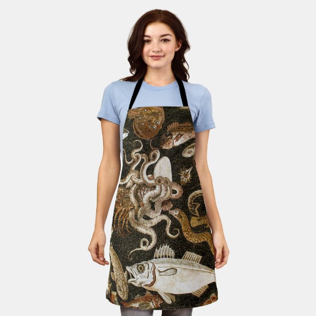 Delantal Mosaico Romano Antiguo Mosaico de la Vida del Mar  (Gastado)