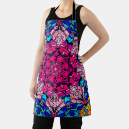 Delantal Mosaico rosa Mandala Floral Psicodélico Retro