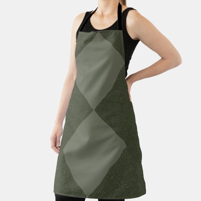 Delantal Moss Green Two-Diamond Apron Design (in situ)