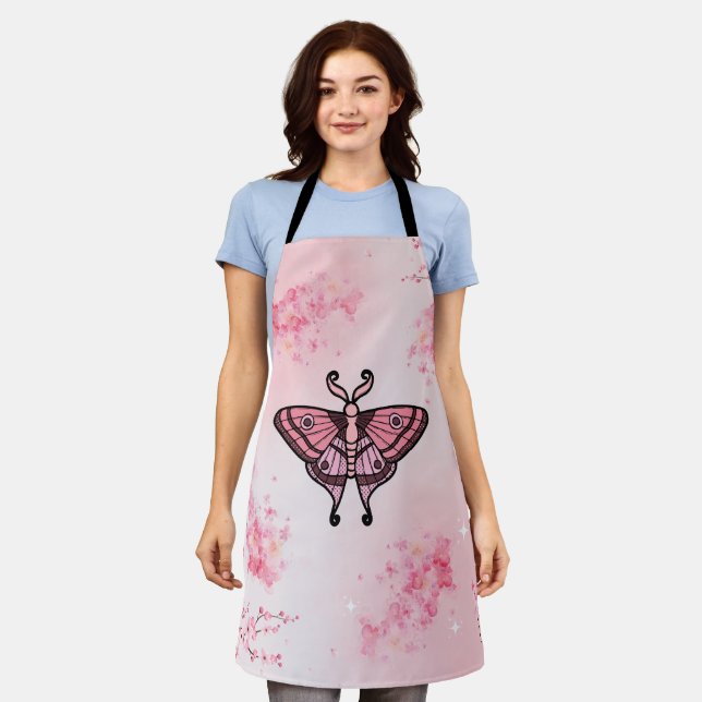 Delantal Moth rosa: Atracciones elegantes en una floral de  (Gastado)