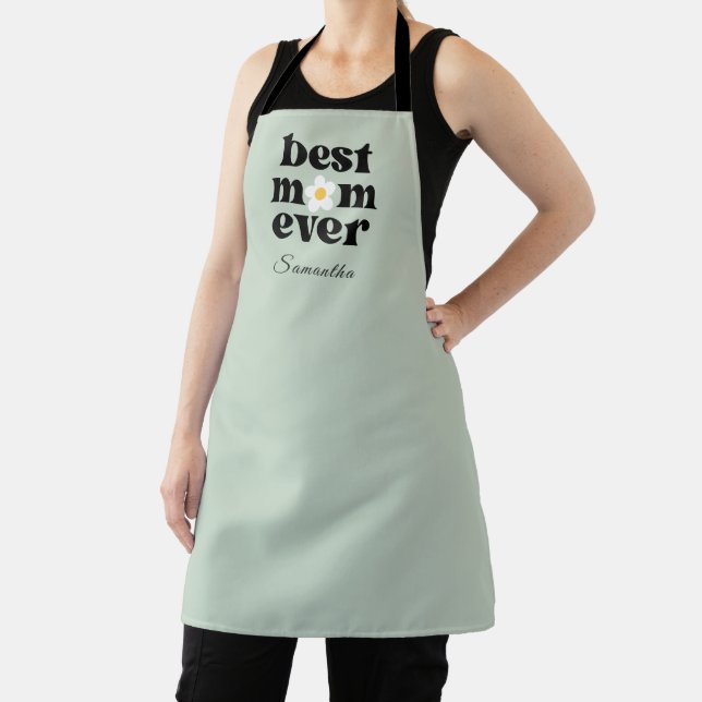 Delantal Mother's Day Best Mom Ever Sage Green Apron (in situ)