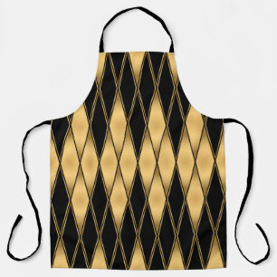 Delantal Motivo del diamante: elegante patrón oro-negro.