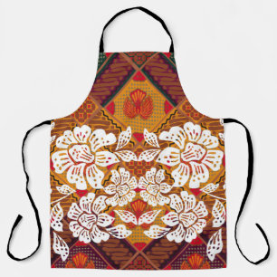 Delantal motivos de batik indonesio con una planta muy dist