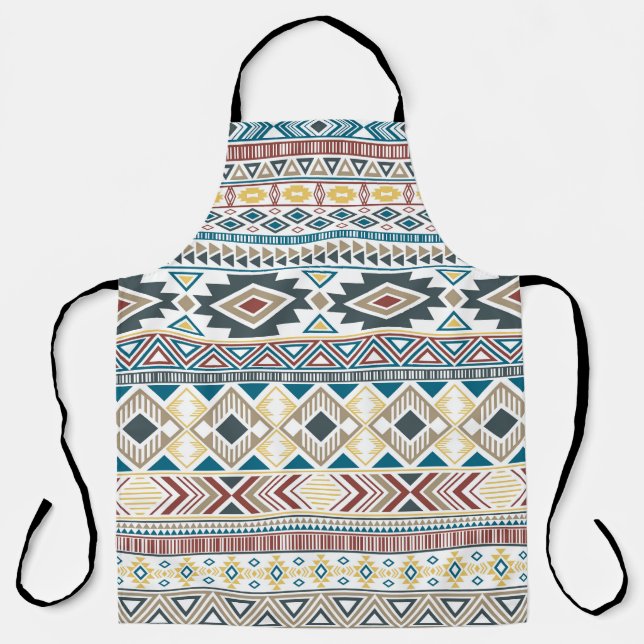 Delantal Motivos tribales aztecos: diseño sin foco geométri (Anverso)