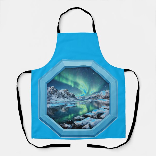 Delantal Mountain Lake Reflects No. Lights in Blue Frame (Anverso)