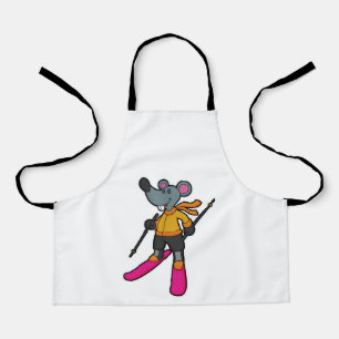 Delantal Mouse as Skier with Ski