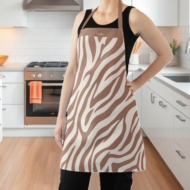 Delantal Mousse Zebra Pattern-Mocha (Zebra Pattern-Mocha Mousse Apron)