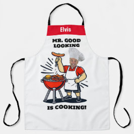 Delantal Mr Good Lookin Is Cookin Apron, Personalized Photo