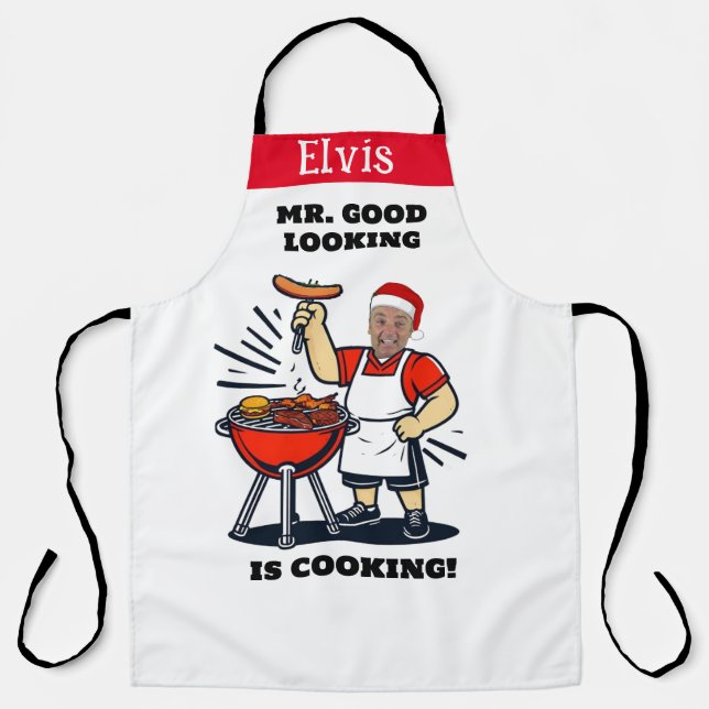 Delantal Mr Good Looking Photo Apron, Personalized Xmas (Anverso)