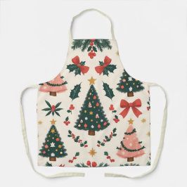 Delantal Muérdago y lazos navideños vintage festivos