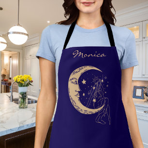Delantal Mujer celestial luna y estrellas, boho, elegante o