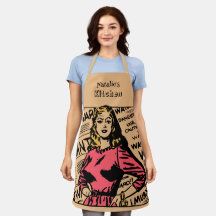 Mujer chef de cocina rústica retro monogramada