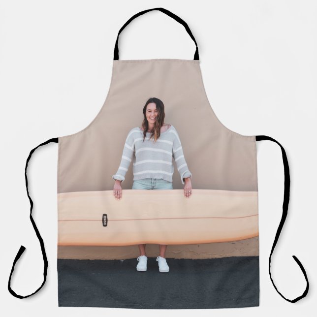 Delantal Mujer con rayas grises y blancas de manga larga (Anverso)