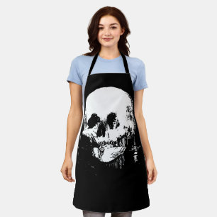 Delantal Mujer con reflejo de calavera de Halloween en el e