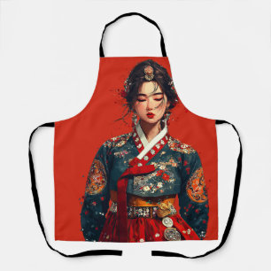 Delantal Mujer coreana moderna en retrato de Hanbok