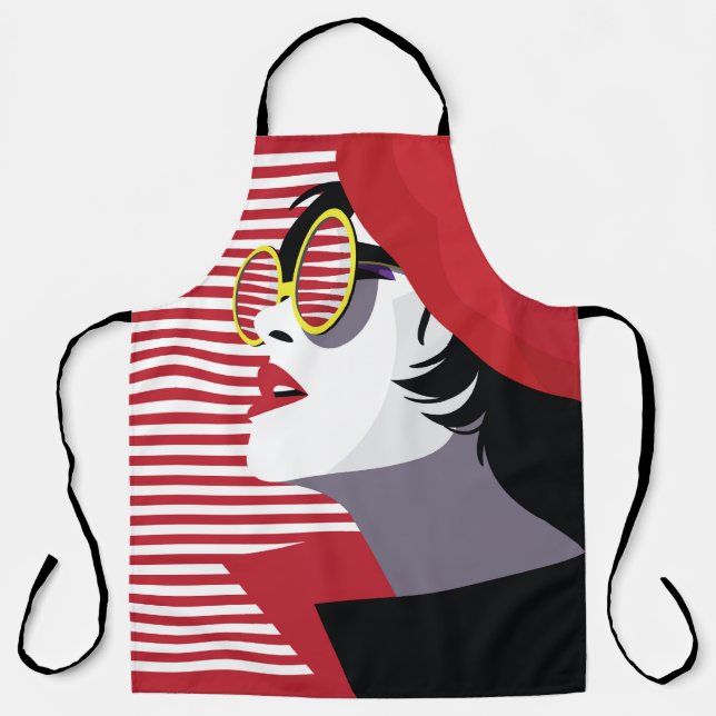 Delantal Mujer de moda del arte pop Vintage (Anverso)