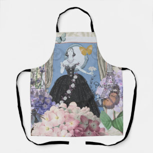 Delantal Mujer elegante azul vestido floral elegante 