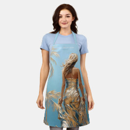 Delantal Mujer en Champaigne vestido de color azul estético