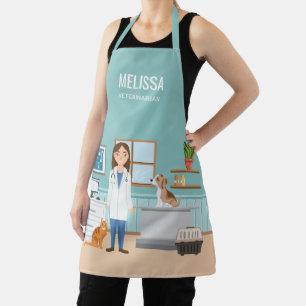 Delantal Mujer veterinaria Clínica veterinaria Gato y perro