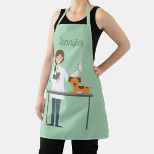 Delantal Mujer Veterinaria Con Animales & Nombre Personaliz