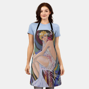 Delantal Mujer Vintage Art Deco con Cortinas de S. Chompre