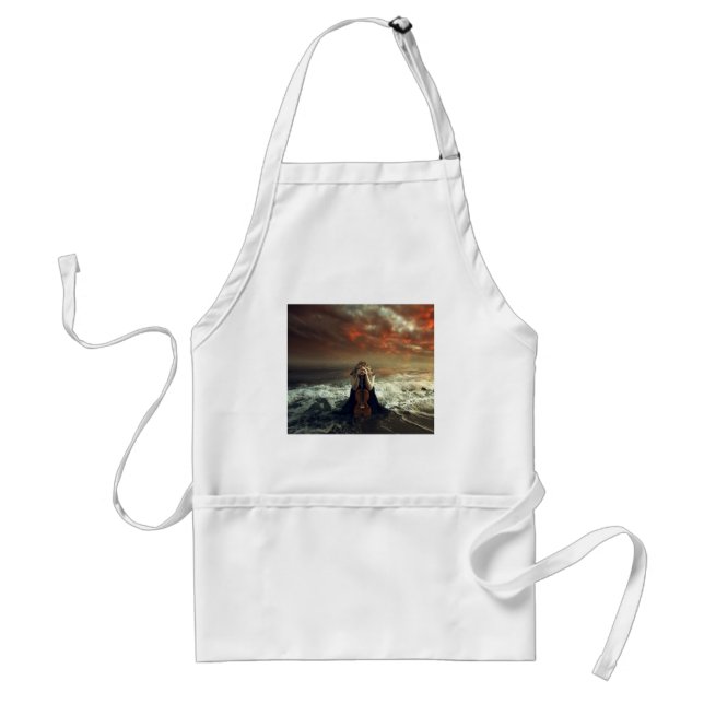 Delantal Mujer y violín en el barrio de Ocean Zazzle HEART (Frente)