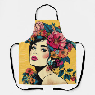 Delantal Mujeres Apron ART Print con flores