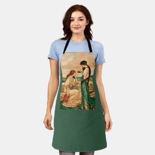 Delantal Mujeres Art Nouveau Vintage leyendo junto al mar