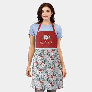 Delantal Mujeres Navidades Nombre del patrón floral Rojo