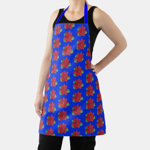 Delantal Multi-Poinsettia - Apron festivo - Azul
