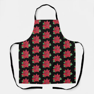 Delantal Multi-Poinsettia - Apron festivo - Negro