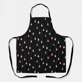 Delantal Multicolor hipster rain drop black background