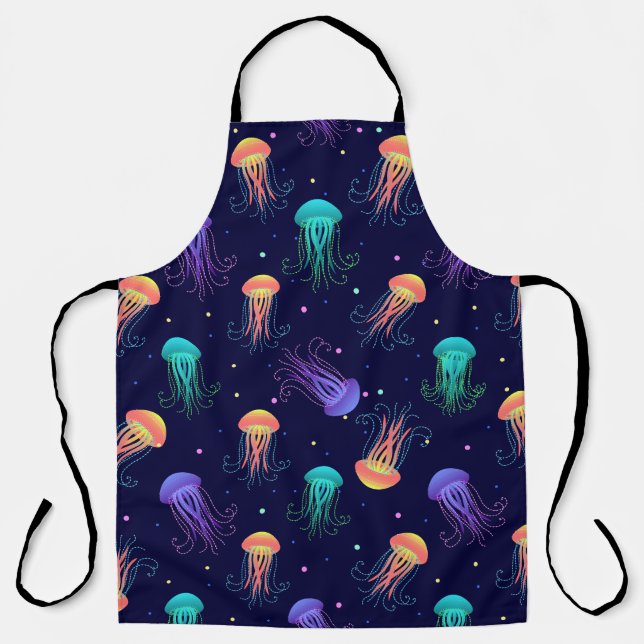 Delantal Mundo de las medusas submarinas: patrón brillante. (Anverso)