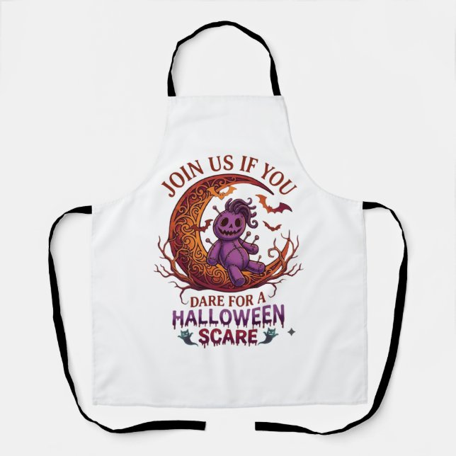 Delantal Muñeca Voodoo Crescente de Halloween Atrevida Mora (Anverso)