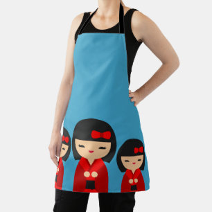 Delantal Muñecas japonesas Cute Red Kokeshi