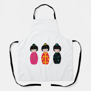 Delantal Muñecas tradicionales japonesas kokeshi geisha