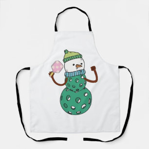 Delantal Muñeco de nieve de pickleball divertido Navidad Xm
